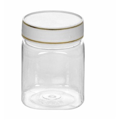 Tapa de dues tires daurades Pot de plàstic transparent